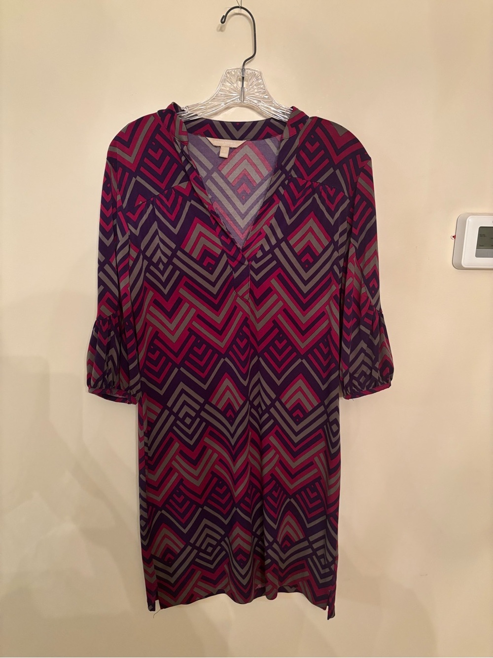 Banana Republic Purple, Pink and Gray Geometric Chevron Dress